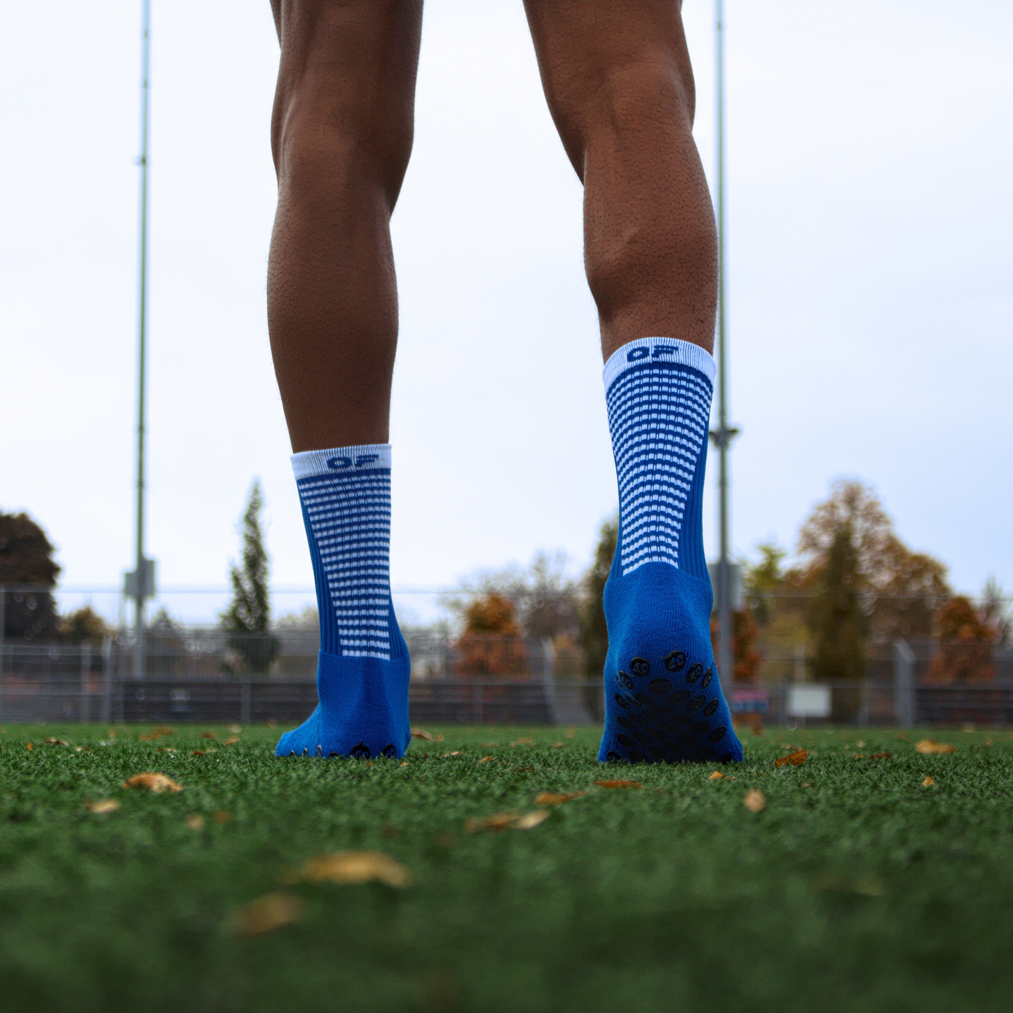 OF Grip Bleu, Blue Grip socks, chaussettes antidérapantes bleues